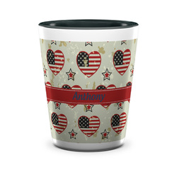 Americana Ceramic Shot Glass - 1.5 oz - Two Tone - Set of 4 (Personalized)