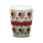 Americana Ceramic Shot Glass - 1.5 oz - White - Set of 4 (Personalized)