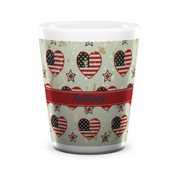 Americana Ceramic Shot Glass - 1.5 oz - White - Set of 4 (Personalized)