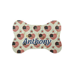 Americana Bone Shaped Dog Food Mat (Small) (Personalized)