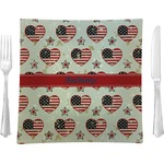 Americana 9.5" Glass Square Lunch / Dinner Plate- Single or Set of 4 (Personalized)