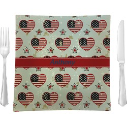 Americana Glass Square Lunch / Dinner Plate 9.5" (Personalized)