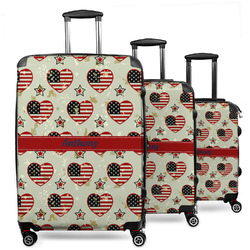 Americana 3 Piece Luggage Set - 20" Carry On, 24" Medium Checked, 28" Large Checked (Personalized)