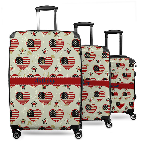 Custom Americana 3 Piece Luggage Set - 20" Carry On, 24" Medium Checked, 28" Large Checked (Personalized)