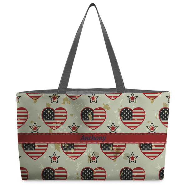 Custom Americana Beach Totes Bag - w/ Black Handles (Personalized)