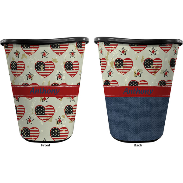 Americana Trash Can Black - Front and Back - Apvl