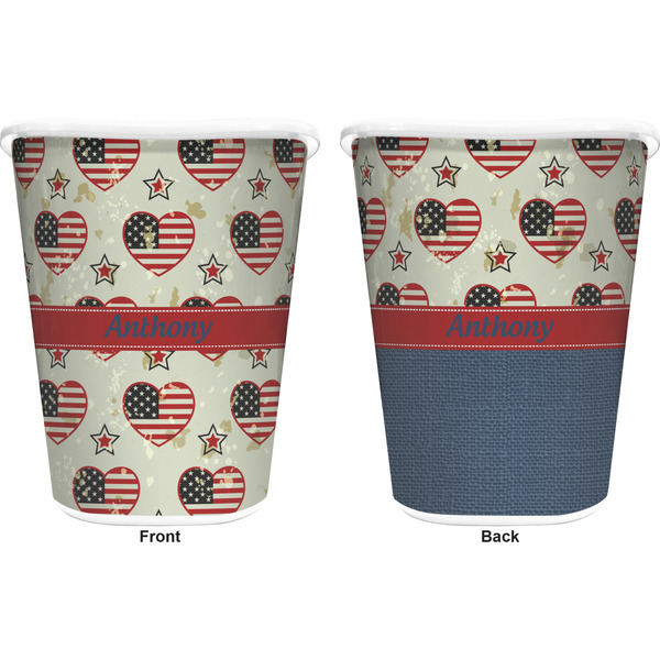 Americana Trash Can White - Front and Back - Apvl