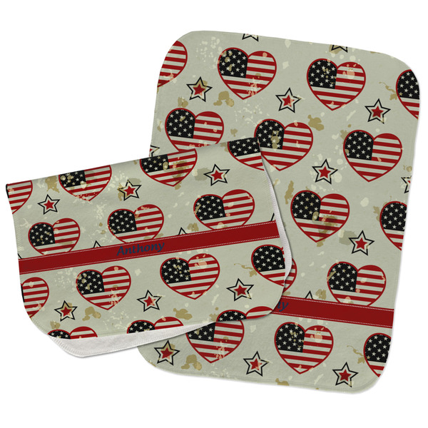 Americana Two Rectangle Burp Cloths - Open & Folded