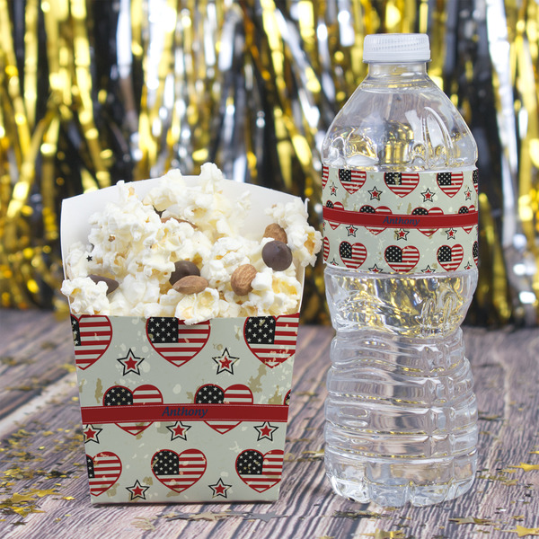 Americana Water Bottle Label - w/ Favor Box
