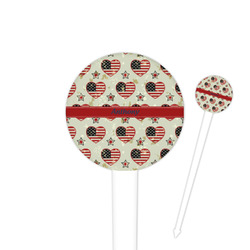 Americana 4" Round Plastic Food Picks - White - Double Sided (Personalized)
