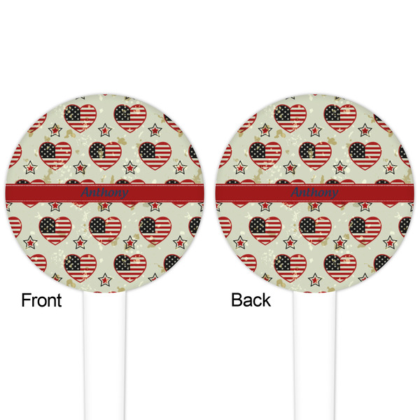 Americana White Plastic 4" Food Pick - Round - Double Sided - Front & Back