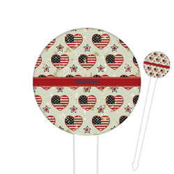 Americana 6" Round Plastic Food Picks - White - Double Sided (Personalized)