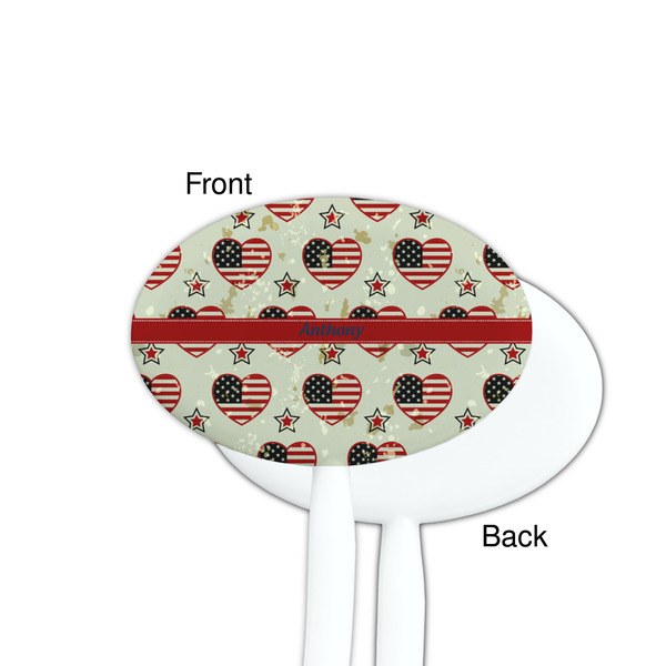 Americana White Plastic 7" Stir Stick - Single Sided - Oval - Front & Back