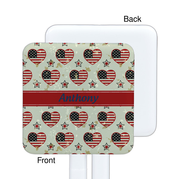 Americana White Plastic Stir Stick - Single Sided - Square - Approval