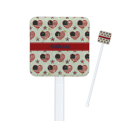 Americana Square Plastic Stir Sticks - Single Sided (Personalized)