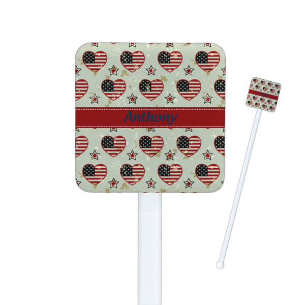 Custom Americana Square Plastic Stir Sticks - Single Sided (Personalized)