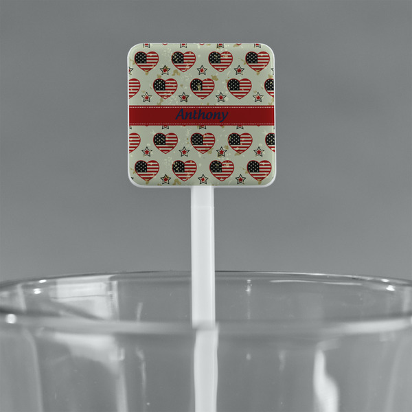 Americana White Plastic Stir Stick - Square - Main