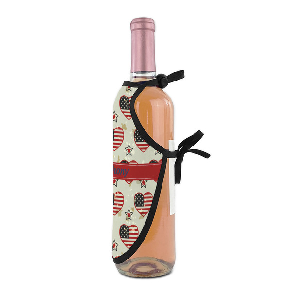 Americana Wine Bottle Apron - DETAIL WITH CLIP ON NECK