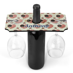 Americana Wine Bottle & Glass Holder (Personalized)