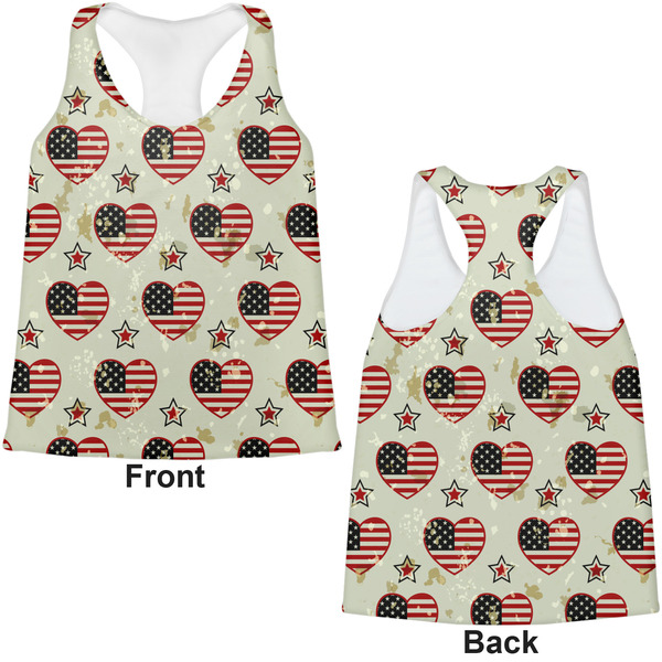 Americana Womens Racerback Tank Tops - Medium - Front and Back