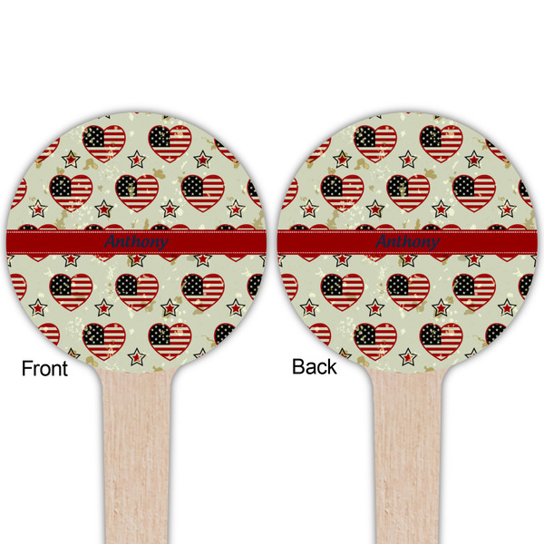 Americana Wooden 4" Food Pick - Round - Double Sided - Front & Back