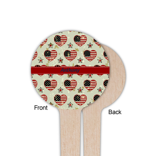 Americana Wooden 4" Food Pick - Round - Single Sided - Front & Back