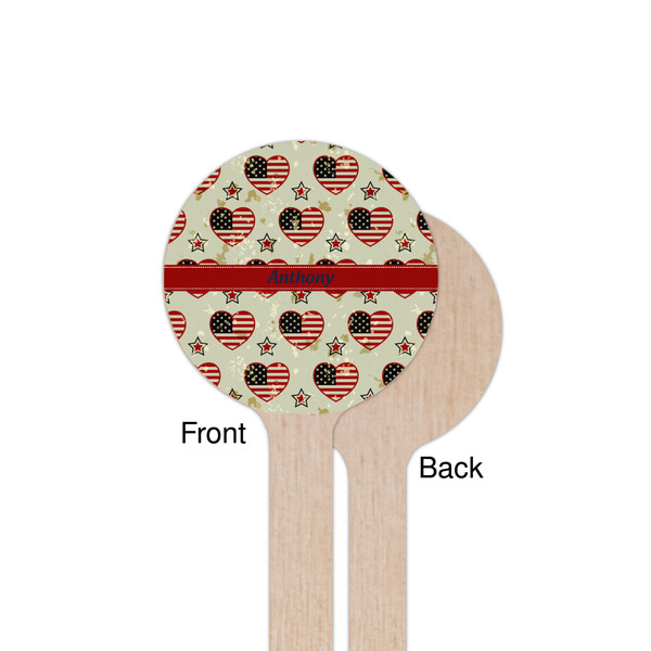 Americana Wooden 7.5" Stir Stick - Round - Single Sided - Front & Back