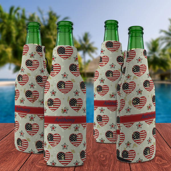 Americana Zipper Bottle Cooler - Set of 4 - LIFESTYLE