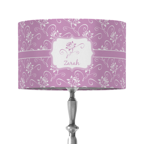 Custom Lotus Flowers 12" Drum Lamp Shade - Fabric (Personalized)