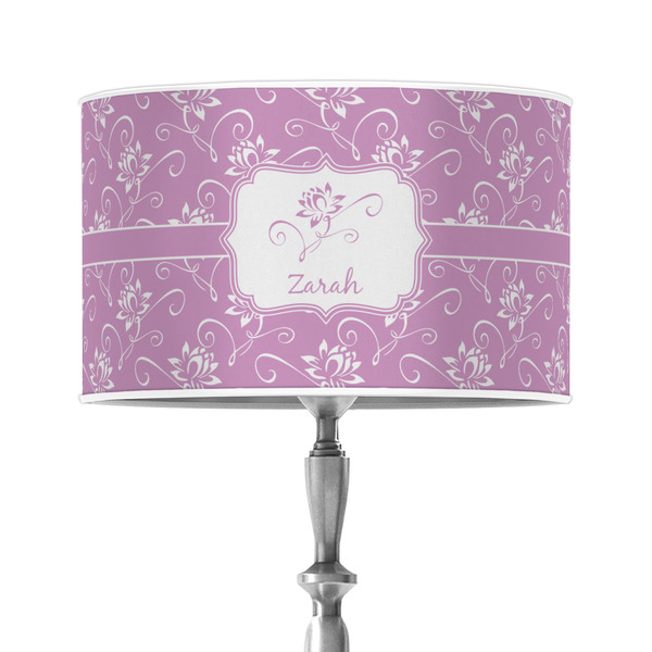 Custom Lotus Flowers 12" Drum Lamp Shade - Poly-film (Personalized)
