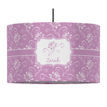 Lotus Flowers 12" Drum Pendant Lamp - Fabric (Personalized)