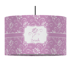 Lotus Flowers 12" Drum Pendant Lamp - Fabric (Personalized)