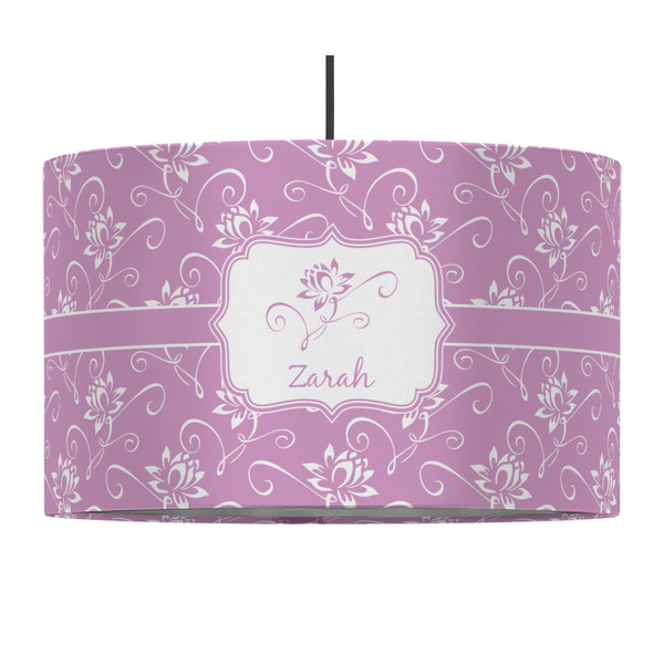 Lotus Flowers 12" Drum Lampshade - PENDANT (Fabric)