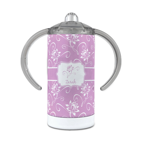 Custom Lotus Flowers 12 oz Stainless Steel Sippy Cup (Personalized)