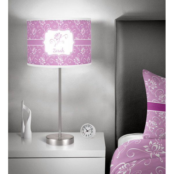 Lotus Flowers 13 inch drum lamp shade - in room