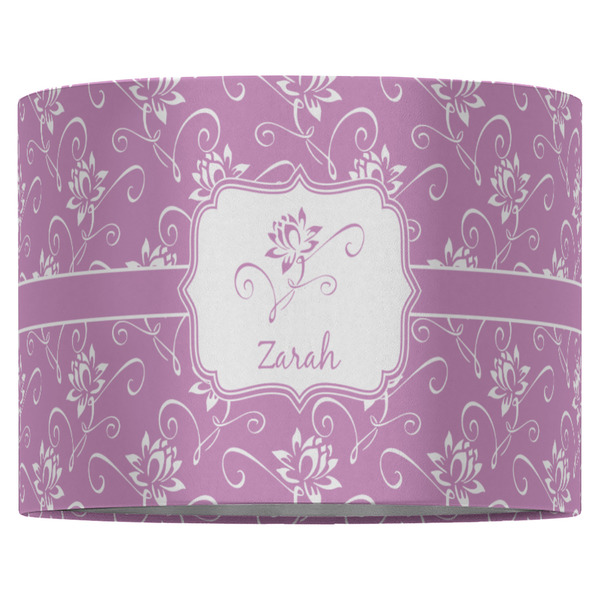 Lotus Flowers 16" Drum Lampshade - FRONT (Fabric)