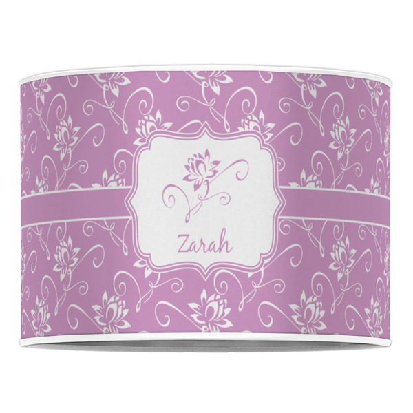 Lotus Flowers 16" Drum Lampshade - FRONT (Poly Film)