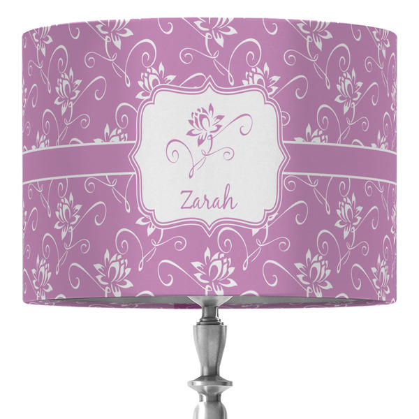 Custom Lotus Flowers 16" Drum Lamp Shade - Fabric (Personalized)