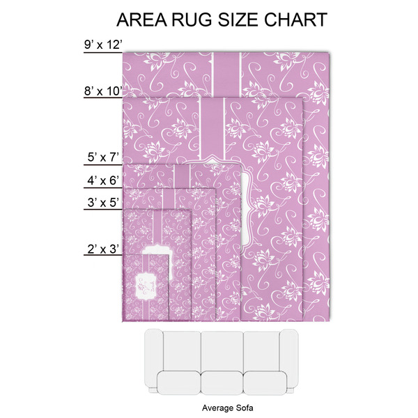 Lotus Flowers 2'x3' Indoor Area Rugs - Size Chart