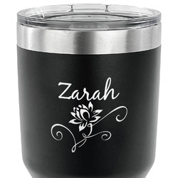 Lotus Flowers 30 oz Stainless Steel Tumbler - Black - Double Sided (Personalized)