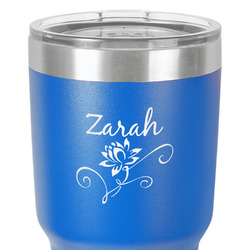 Lotus Flowers 30 oz Stainless Steel Tumbler - Royal Blue - Single-Sided (Personalized)
