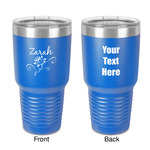 Lotus Flowers 30 oz Stainless Steel Tumbler - Royal Blue - Double-Sided (Personalized)