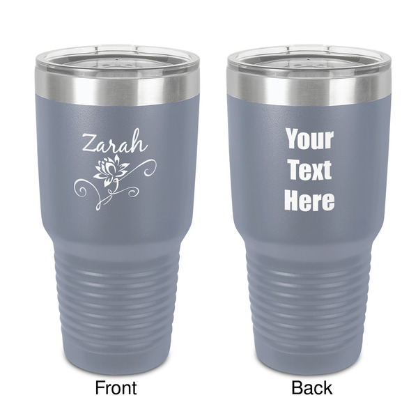 Custom Lotus Flowers 30 oz Stainless Steel Tumbler - Grey - Double-Sided (Personalized)