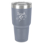 Lotus Flowers 30 oz Stainless Steel Tumbler - Grey - Single-Sided (Personalized)