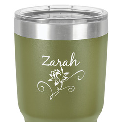 Lotus Flowers 30 oz Stainless Steel Tumbler - Olive - Single-Sided (Personalized)