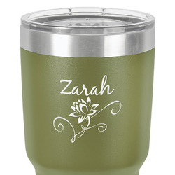 Lotus Flowers 30 oz Stainless Steel Tumbler - Olive - Single-Sided (Personalized)