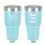 Lotus Flowers 30 oz Stainless Steel Tumbler - Teal - Double-Sided (Personalized)