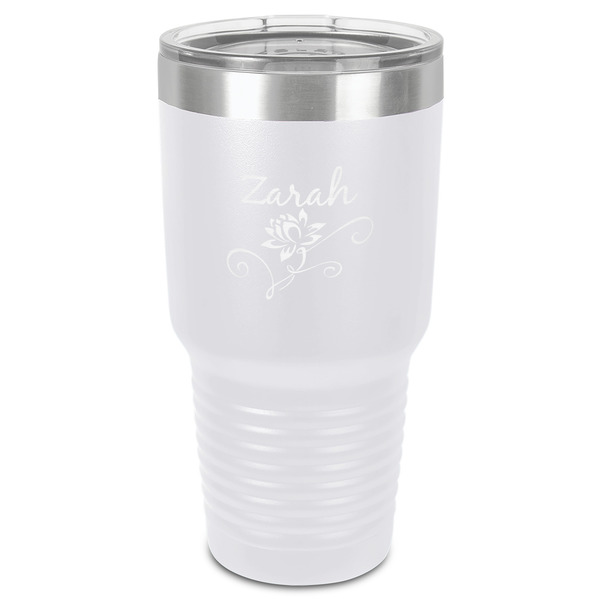 Custom Lotus Flowers 30 oz Stainless Steel Tumbler - White - Single-Sided (Personalized)
