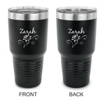 Lotus Flowers 30 oz Stainless Steel Tumbler - Black - Double Sided (Personalized)