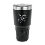 Lotus Flowers 30 oz Stainless Steel Tumbler - Black - Single Sided (Personalized)